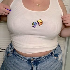 COPY - DELIA’S Ribbed Crew-Neck Embroidered Dice …